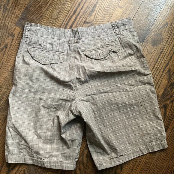 MENS GOTCHA PLAID BROWN FLAT FRONT SHORTS/100% COTTON SIZE 34 - Picture 5 of 6